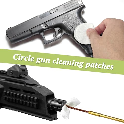 Meanhoo 900 PCS Gun Cleaning Patches - Highly Absorbent, Lint-Free, 2x2 Round and Square Gun Patches, Fit Most Firearms, Gun Cleaning Supplies for Precision Gun Maintenance