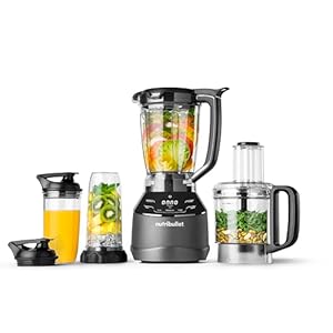 nutribullet Full Size Blender Combo, Elektrischer Mixer, Multifunktionaler Zerkleinerer, Profi, 1200 Watt Leistung, 1,89l Krug, 946ml und 710ml Gläser, schwarz, NBF500MB