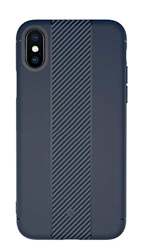 Apple iPhone X Totu Design Soft Series TPU Carbon Fiber Case Back Cover - Blue