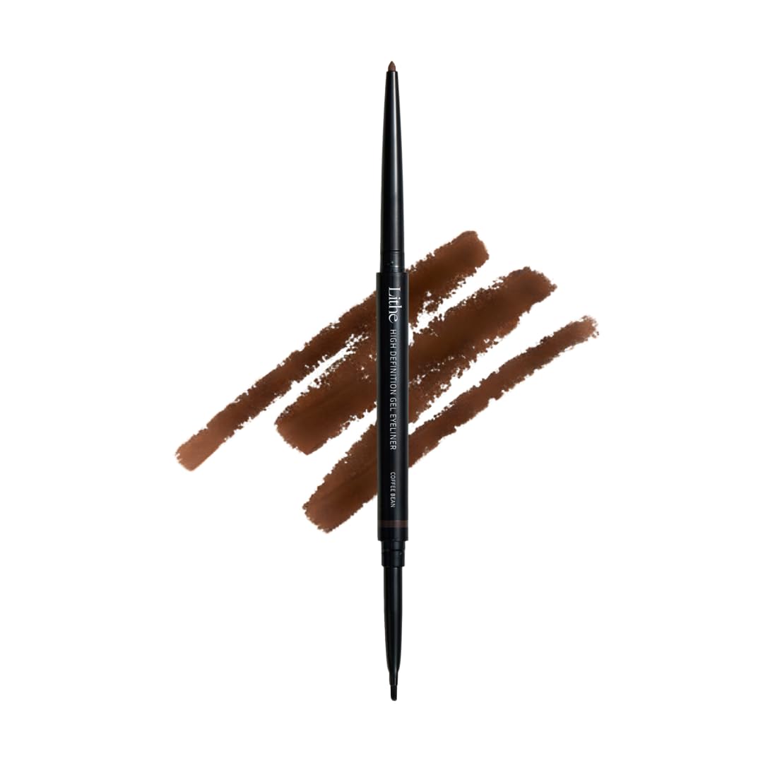 LITHE BEAUTY Smudge-Proof Gel Eyeliner Pencil – Long Wear Retractable Eyeliner with Ultra Thin Tip & Angled Brush, High Definition Vegan Makeup in Shade Coffee Bean
