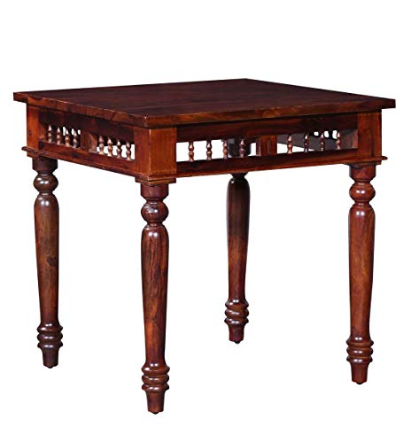 Image of Jangid Handicraft Solid Sheesham Wood Dining Table 2 Seater | Wooden Two Seater Dinning Table with 2 Chairs for Home | Chairs with Cushion | Dining Room Sets for Restaurants | Rosewood, Brown Finish
