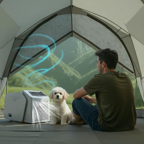 Aire acondicionado portátil POG-2 Split para tienda de campaña - 6000 BTU CC, 48 V, 450 W, con control remoto, refrigeración,ventilador,deshumidificación y función de reposo 4 en 1, hasta 10 m²