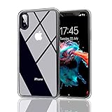 Nicexx iPhone X Case | iPhone Xs Case | Transparent Clear Case with Anti-Scratch 9H Tempered Glass Back and Soft TPU Bumper Drop Protection, Wireless Charging Compatible with iPhone X/iPhone Xs
