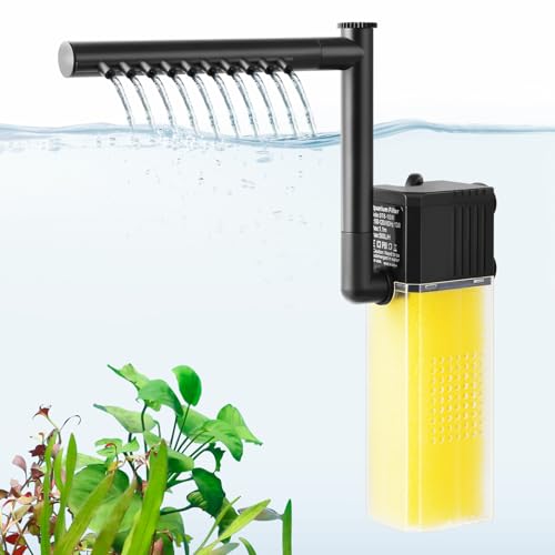 FEDOUR 10W 20W Aquarium Submersible Filter, Quiet Fish Tank Internal Filter with Spray Bar, Powerful Aquarium Filter for 5-100 Gallon Tank (10W for 5-30Gallon)