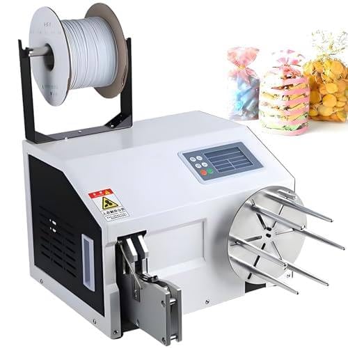 WYBYYDS 2-in-1 Cable Tie Winding Machine, Automatic Electric Coil Winder with 5 Rolls Metallic Wire, 0.19-1.18in Adjustable, 4.3" Display for Food, Crafts, Bakery B