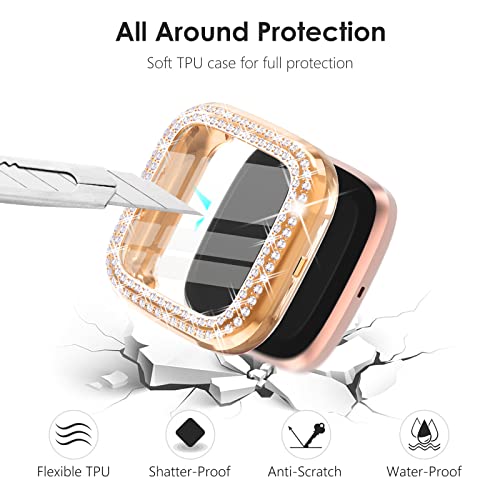 Chanchy 10 Pack Compatible With Fitbit Versa 2 Screen Protector Case, Soft Tpu Full Protective Case Cover Bumper Bling Crystal Diamond Frame For Fitbit Versa 2 Smart Watch, 10 Packs #TOP3