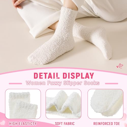 Fuzzy Socks for Womens Warm Fluffy Winter Cozy Thick Plush Slipper Sleep Comfy Crew Christmas Socks 5 Pairs4