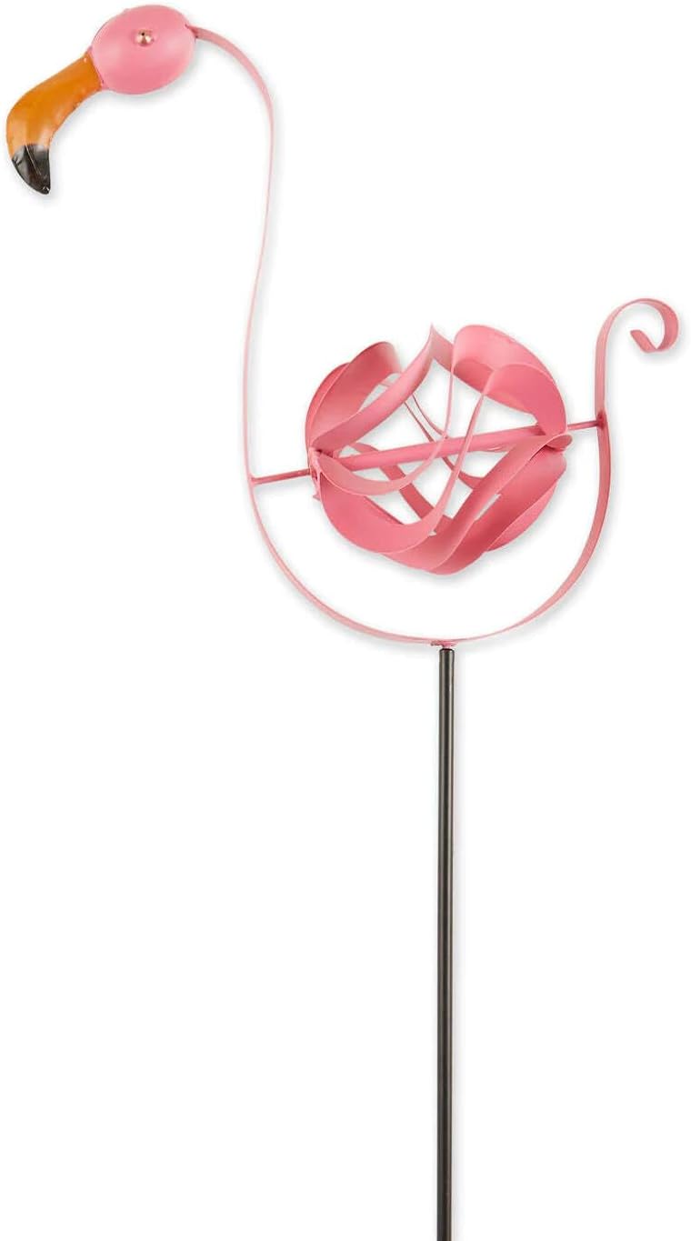 Pink Flamingo Wind Spinner Yard Stake