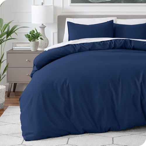 Image of Viewstar Premium Cotton Duvet Cover, King Size 91x101 Inches, 300 Thread Count, Ultra-Soft, Wrinkle-Free, Cotton-Quilt /Comforter Zipper Cover (Navy Blue)