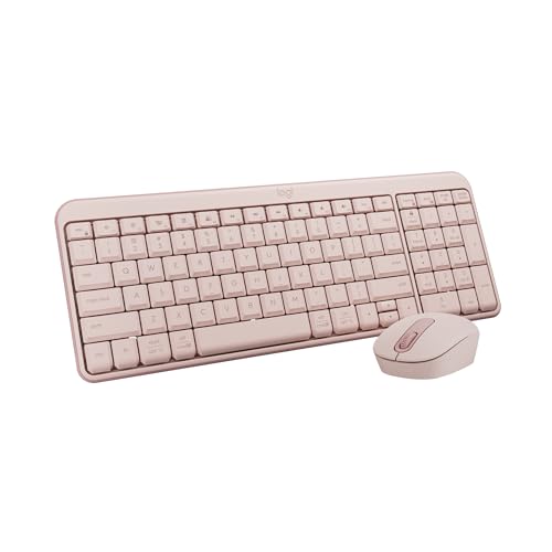 Logitech MK250 Bluetooth Wireless Mouse and Keyboard Combo: Fast & Easy Connectivity, Compact Wireless Keyboard, Ambidextrous Mouse, Durable Build - Windows/MacOS - Rose