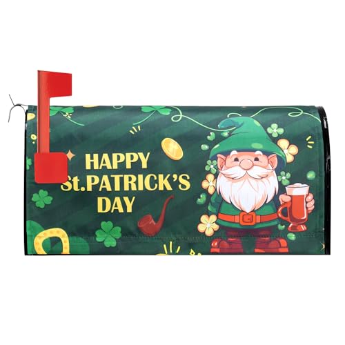 KIOYTLIK St. Patrick's Day Mailbox Cover, Spring 21" Lx 18" W Mailbox Cover Suitable for 19 "x6.5 Standard Mailbox, St. Patrick's Day Yard Decoration