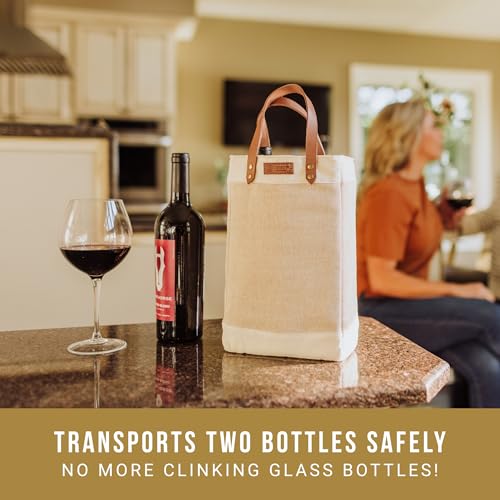 LEGACY - a Picnic Time brand - Pinot Jute 2 Bottle Insulated Wine Bag - Wine Tote Bag - Wine Gift Bag, (Beige) by PICNIC TIME - Image 2
