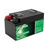 Batterie au Lithium LiFePO4 24 V 100-340 Ah avec BMS intégré, 8,7 kWh, Plus de 6 000 Cycles, Bluetooth, Usage Domestique, Solaire, Camping-Car, voiturette de Golf(24V 300Ah Bluetooth)