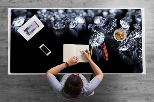 Tapis de bureau 120x60 cm en vinyle PVC antidérapant avec bords arrondis motif Diamants