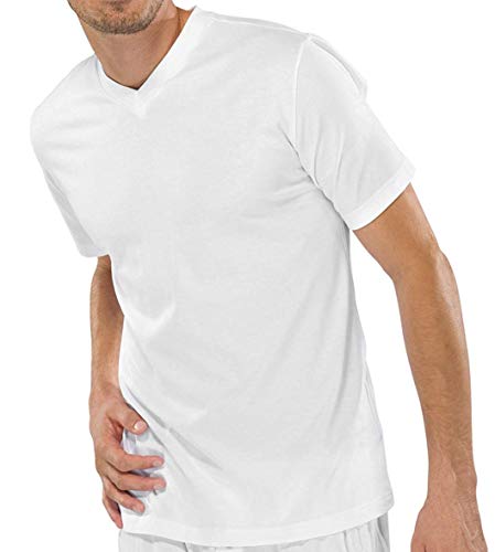 Schiesser 2 Stück American T-Shirt V-Ausschnitt Herren T-Shirt V-Neck - Weiß: Größe: XXXL (Gr.9)
