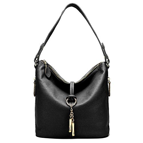Image of Fashion Designer Women Shoulder Bag Metal Tassel Real Leather Tote Handbag Ladies Crossbody
