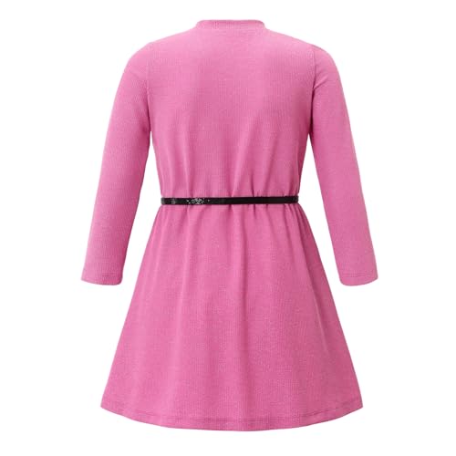 Flofallzique Girls Long Sleeve Dress Winter Kid Casual Shimmer Clothes for 4-12 Years2