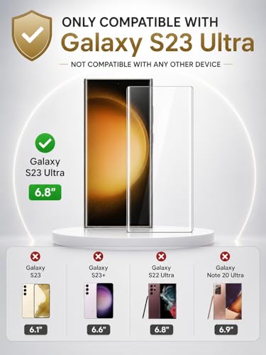 Image of Tempered Glass for Samsung Galaxy S23 Ultra (6.8 Inch) with Installation Kit | 9H Edge to Edge Screen Protector | Anti Scratch