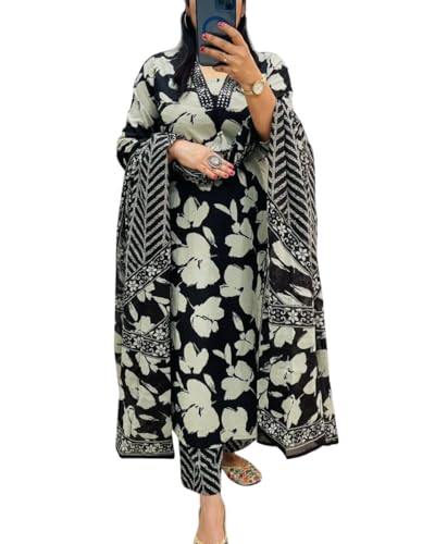Image of Rangnavi Women's Floral Printed Stright Kurta with Pant & Dupatta Set | Ethnic set | Kurta set