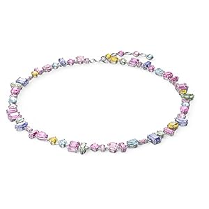 SWAROVSKI Gema Necklace, Adjustable, with Multicolored Crystals in Mixed Classic Cuts on a Rhodium Finish Setting, Part of the Gema Collection