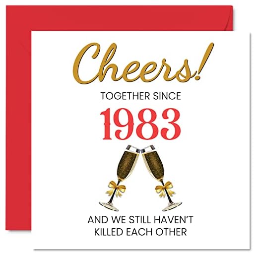 Divertida tarjeta de 39 aniversario para marido, esposa, juntos desde 1983, regalos de I Love You, tarjetas de felicitación de 145 mmx145 mm para treinta y novenos aniversarios