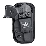 Ruger LCP 380 Holster,IWB Kydex Holster Fit: LCP 380 Auto⎜Inside Waistband Carry - Adj. Cant Retention⎜Cover Mag-Button⎜No Wear⎜No Jitter (Black - with Pad, Right Hand Draw (IWB))