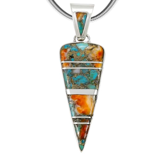 Spiny Turquoise Arrowhead Pendant Necklace Sterling Silver 925 (Sterling Silver