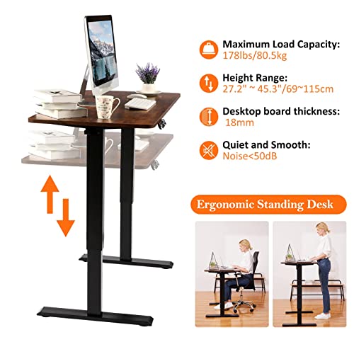 Farexon Electric Standing Desk Adjustable Height, 48X 24 Inches Sit Stand Desk With Double Crossbeam Structure, Four Preset Heights, 27''-45'' Lifting Range Stand Up Desk For Home Office #TOP3