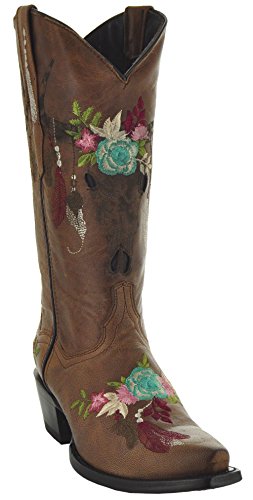 Soto Boots Longhorn Women's Fashion Cowgirl Boots M50029 (6.5) Tan