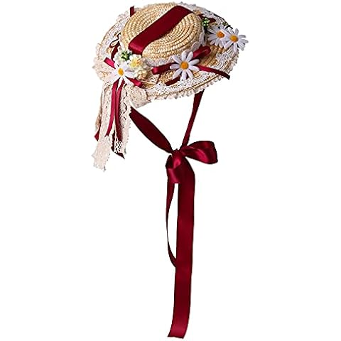 Girls Women Sun Hat with Lace Ribbons Cover
