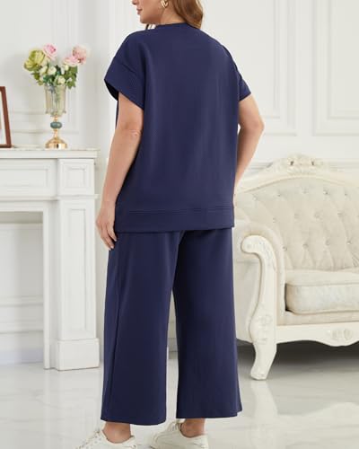 50% Off Plus Size Waffle Knit Lounge Set with Code ZBTR6NUZ