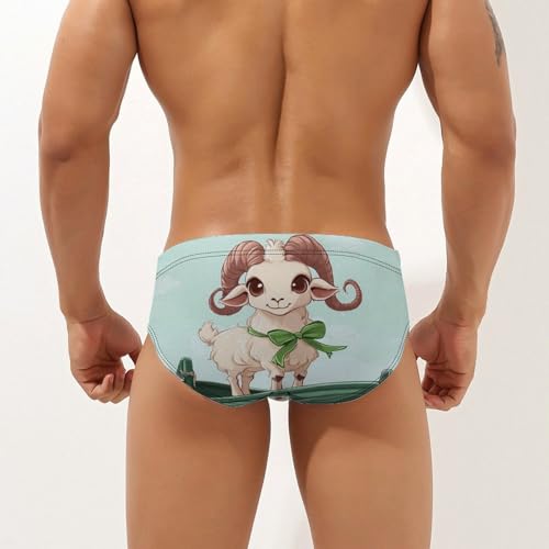 Good Aries-Sheep Boat Men's Swimming Trunks Briefs Beach Swimwear Low Rise Bikini Swimsuit Print Bathing Suit2