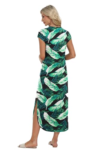 Image of HiMONE Beach Vacation Dresses for Women 2025 Sundress Cap Sleeves Casual Maxi Beach Dress with Pockets XS-2XL