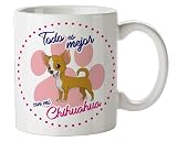 chihuahua blanco precio Taza de cerámica blanca, Regalo económico y original con un grabado brillante.