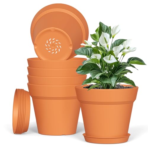Plastic Plant Pots Indoor Outdoor, 6 Pack 5Inch/12.7CM Plant