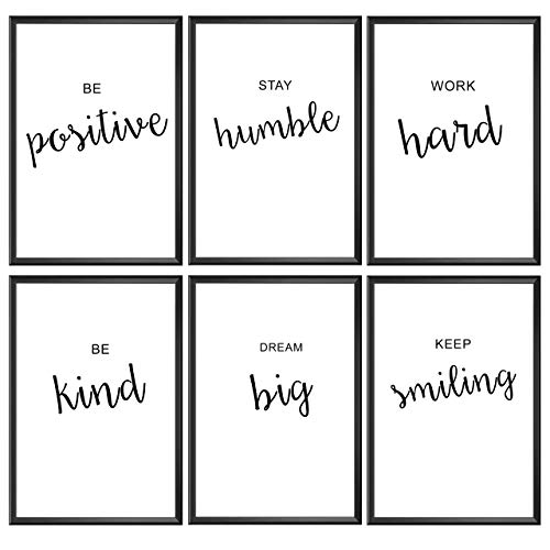 Láminas Decorativas | Conjunto de 6 Láminas para Enmarcar de Frases Positivas y de Motivación en Inglés | Tamaño A4 ( 21 x 29,7 cm.)