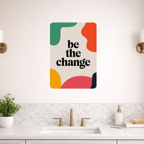 Image of Zesta Bathroom Decor Items Washroom Decor Tin Sign | Aesthetic Posters Wall Poster for Bedroom | Magnetic Cafe Decoration Items / Restaurant Decorations Items | Quirky Home Decor Bar Accent (Be the Change)