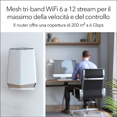 Netgear Orbi Pro Router Mesh Wi-Fi 6 Tri-Band per l'Azienda o la Casa (SXR80), 4 SSID, VLAN, QoS, Copertura fino a 200 m² e 80 Dispositivi, AX6000 (fino a 6 Gbps) - Router - Immagine 2