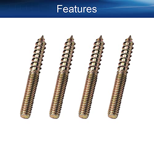 Image of 10Pcs Carbon Steel Double Headed Hanger Bolts 2 inch Length Self-Tapping Screw for Furniture Installation M6x50 Bronze