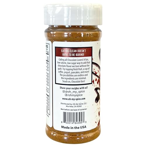Oh My Spice Chocolate Powder Ice Cream Topping - Gluten Free Cocoa Powder For Coffee, Pudding, Fruit, Dessert & Pancake Mix - Low Carb, Calorie & Sodium Popcorn Seasoning Salt. Keto Cacao Powder Flavor 5.5Oz thumb #4