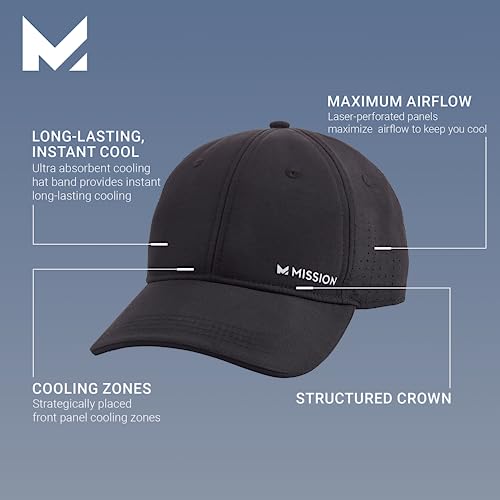Mission Vented Cooling Performance Hat - Unisex Baseball Caps - Sun Protection Hats (Black) #TOP1