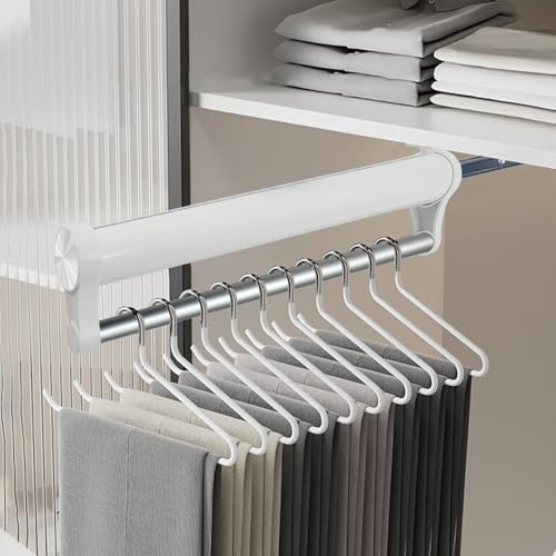 MAFAGE Ausziehbare Kleiderstange, Aluminiumlegierung Robust Verstellbarer Kleiderstange Schrank,Teleskop Hosen für SchräNke und Lagerbereiche Teleskopstange Speicherplatz (Weiß, 392mm)