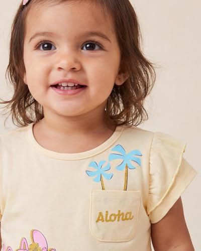 Image of Disney Lilo and Stitch Multi and Single Pack Short Sleeve T-Shirt, Girls Cute Outfits for Toddlers