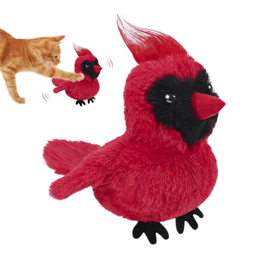 Juguete genérico de pájaro para gatos | Juego interactivo de pájaro con aletas | Peluche eléctrico con alas batientes realistas para conejo, para perro y gato de interior, raza media y grande