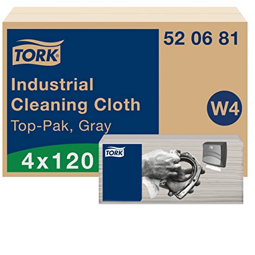 Chiffon de nettoyage industriel gris Tork W4 souple et doux lot de 4 x 120 formats 520681