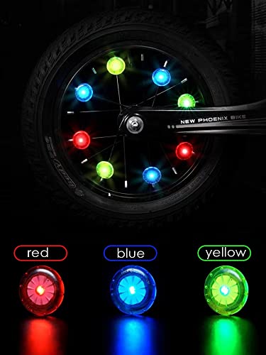 6Pcs- Led Bike Wheel Lights With Batteries Included! Contains: 2Pcs Red & 2Pcs Yellow & 2Pcs Blue (Red-Blue-Yellow) #TOP1