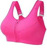 [One-G5] 大きいサイズ スポーツブラ 前開き ノンワイヤー 揺れない 楽ちん フロントジップ式 吸汗速乾 レディースブラジャー 昼夜兼用 ナイトブラ対応 速乾 カラー サポート力 インナー メッシュ スポーツブラ 大きいサイズ ハイサポート ヨガブラジャー 胸が揺れない ローズピンク XXL 2XL