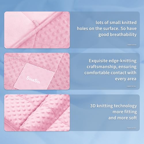 Topcee Weighted Blanket for Adults (15lbs 60"x80"), Minky Dots Heavy Blanket for 140-160lbs Sleeping, Soft, Cozy and Cooling Weighted Throw Blankets, Machine Washable, Pink