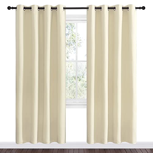 Image of NICETOWN Beige Room Darkening Curtains 78 inch Long for Boho Farmhouse Home Decoration, Window Treatment Total Privacy Drape Panels for Bedroom Living Room Guest Room (55 inch Wide, Set of 2)