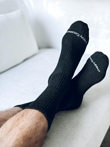 Happy Coconut Black Crew Socks- Unisex Size 9-11 | Breathable, Soft, Moisture-Wicking Everyday Socks for Men & Women | Comfortable, Durable Athletic Socks (3 Pack)4